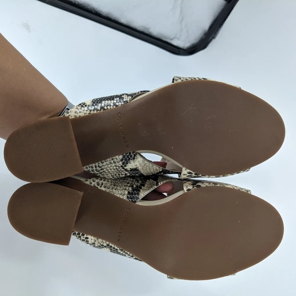 NWOT COLE HAAN Criss Cross Snakeskin Heeled Sandal